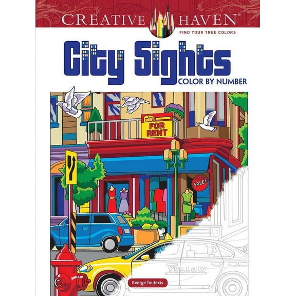 Adult Coloring Books: USA Creative Haven City Sights Color by Number, (Paperback)
