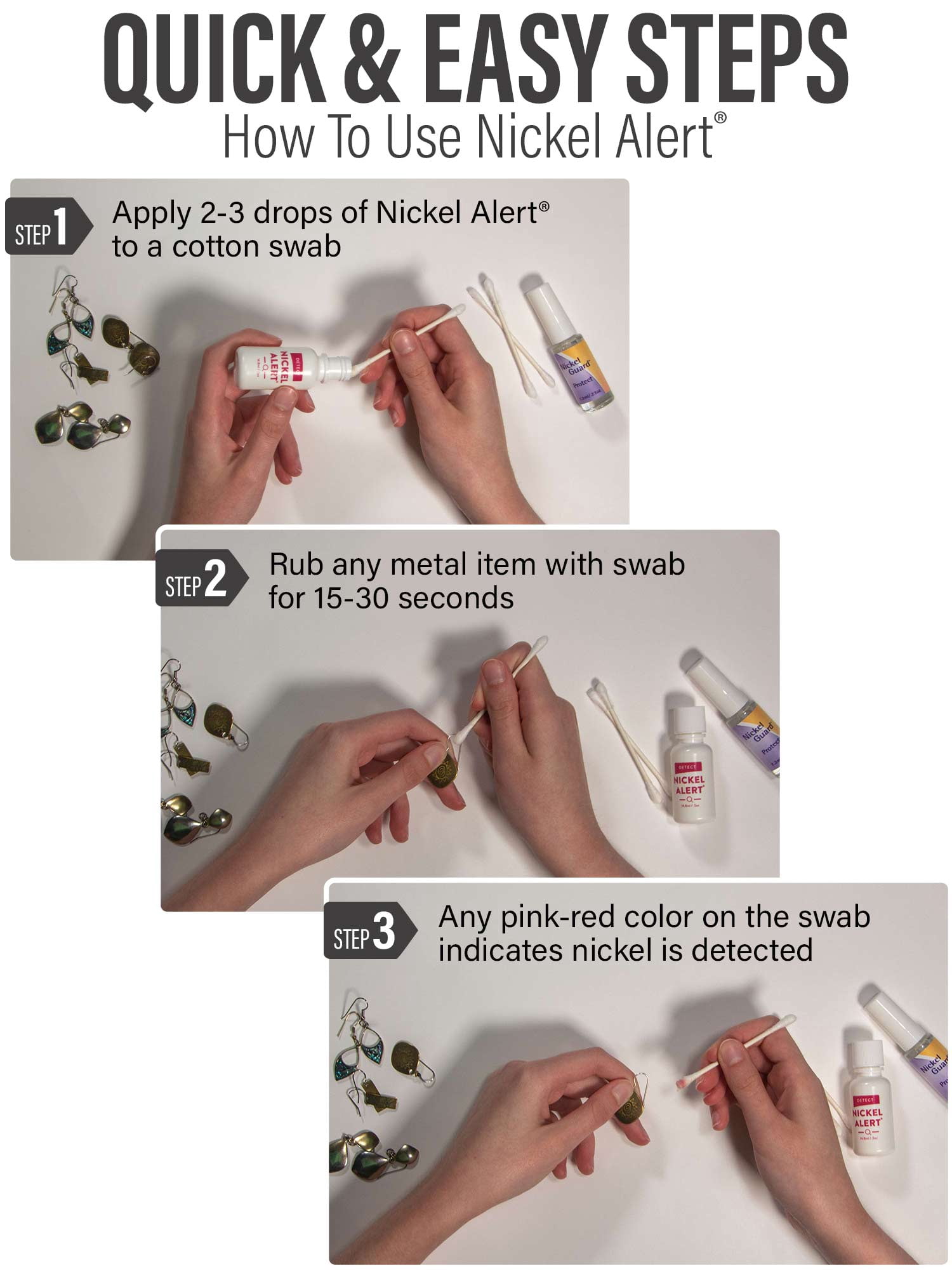Nickel Alert (1 bottle, 0.5oz) - Fast Easy Test Jewelry and Metals Dermatologist