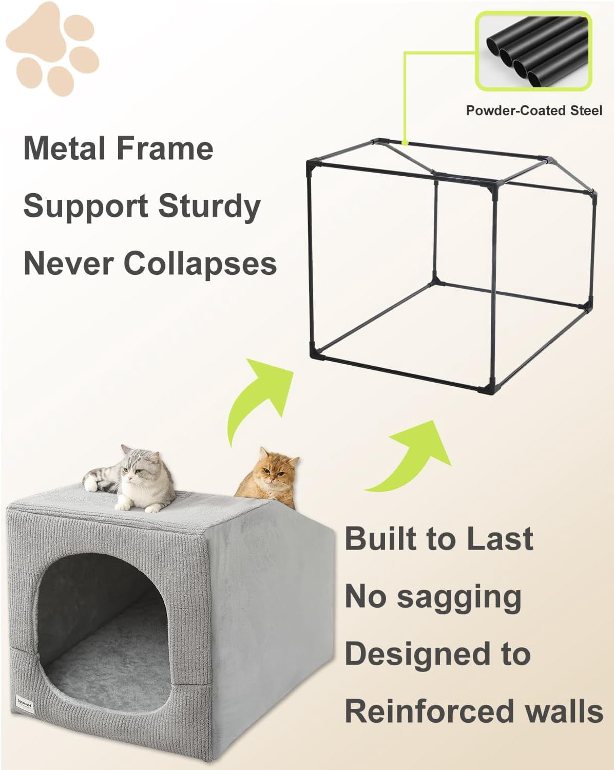 Indoor Dog House for Extra Large Medium Small Sized Dogs - Dog Tent with Washable Removable Cover, Pet Orthopedic Dog Cave Bed Egg-Crate Foam Cushion, Inside Dog House Large Space(XL)