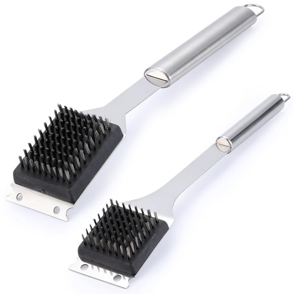 Set de cepillos para parrilla Edgnb de acero inoxidable de 42 cm y 36 cm