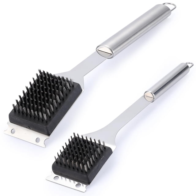 Set de cepillos para parrilla Edgnb de acero inoxidable de 42 cm y 36 cm