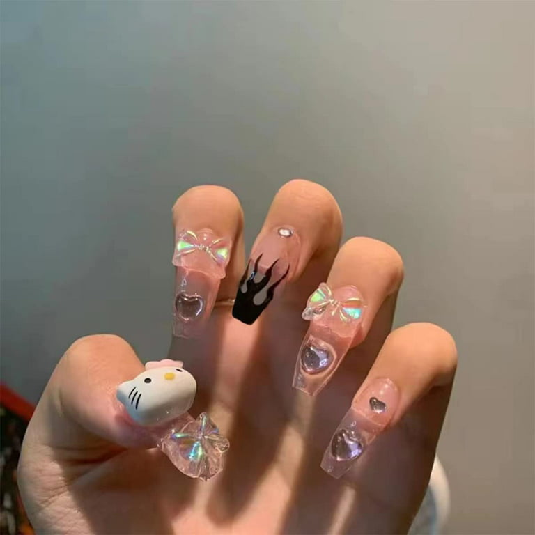 cute hello kitty acrylic nails
