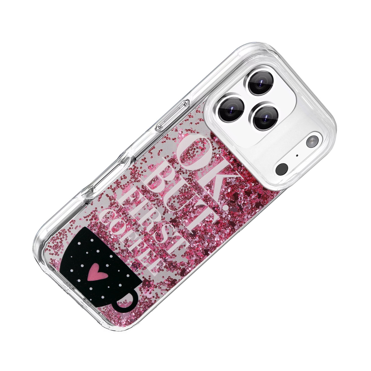 Durable Liquid Quicksand Glitter Cover Case for iPhone 17 Pro Max - Pink