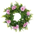 thumbnail image 1 of de puerta de 18 pulgadas, hojas , adornos de flores de simulación, para puerta delantera, Pascua, oficina, decoración Margarita púrpura Gloria Corona de puerta delantera, 1 of 9