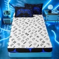 thumbnail image 4 of Erosebridal Blue Flame Controller Zipper Twin Comforter Sets with Fitted Sheet and 2 Pillowcases for Boys Men, Abstract Texture Honeycomb Zipper Bedding Set, Gamepad Reversible, 4 Pieces, 4 of 7