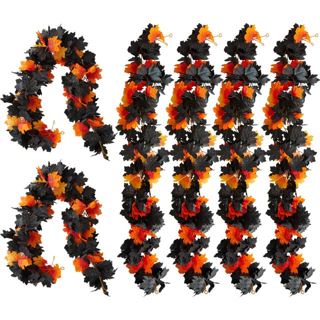 MOQIN 6PCS Fall Maple Leaves Garland 5.6Ft Artificial Maple Autumn Garland Hanging Fall Vines Table Decorations Front Door Fall Decor Thanksgiving Decorations Decor
