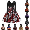 thumbnail image 2 of Vestido Vintage de manga larga para mujer, ropa de noche para ama de casa, fiesta de graduación, Disfraces de Halloween, Disfraces de talla grande con lazo, 1950, 2 of 4