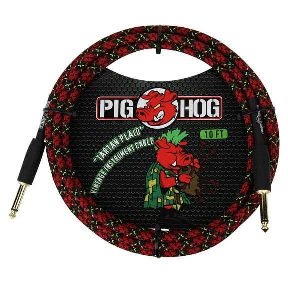 Pig Hog PCH10PL 1/4" to 1/4" Tartan Plaid Guitar Instrument Cable, 10 Feet