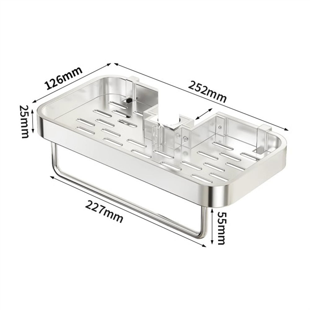 Modern Aluminum Shower Shelf with Hooks, Adjustable Height and Rotation Bathroom Hanging Organizer