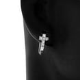 thumbnail image 2 of 925 Sterling Silver White Round CZ Religious Latin Cross Womens Hoop Huggie Earrings, 2 of 2