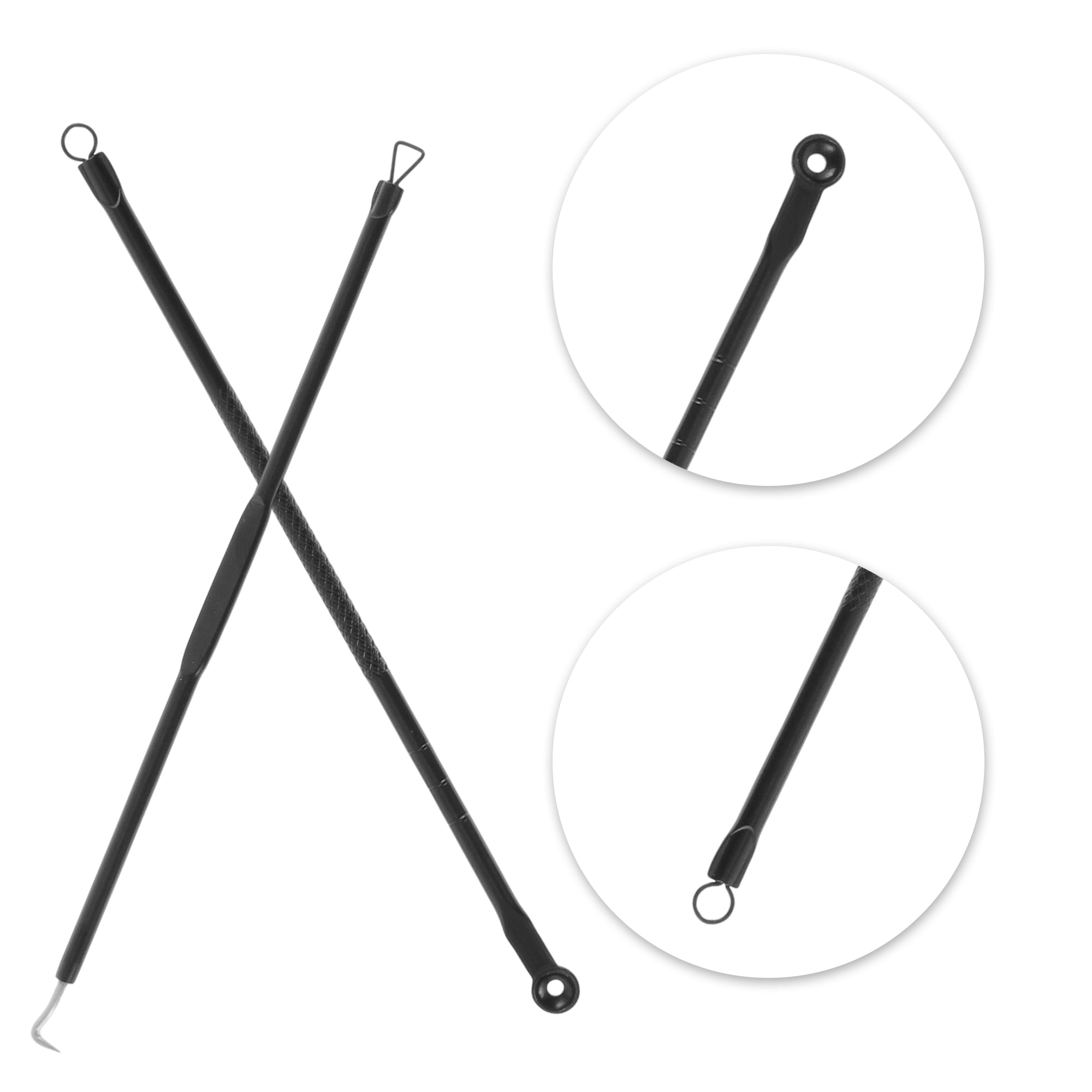 Unique Bargains Regular Pimple Extractor Tool Kit Textured Grip Black