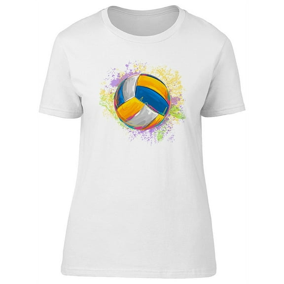 Smartprints Womens Graphic Tee White - Volleyball Icon Ball 100% Cotton Regular Fit