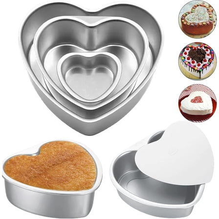 Aluminum Heart-Shaped Cake Pans with Removable Bottoms
