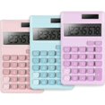thumbnail image 1 of Calculadora mini de bolsillo, 3 unidades, calculadora eléctrica digital de escritorio con pantalla LCD de 8 dígitos, color rosa, azul y morado, 1 of 5