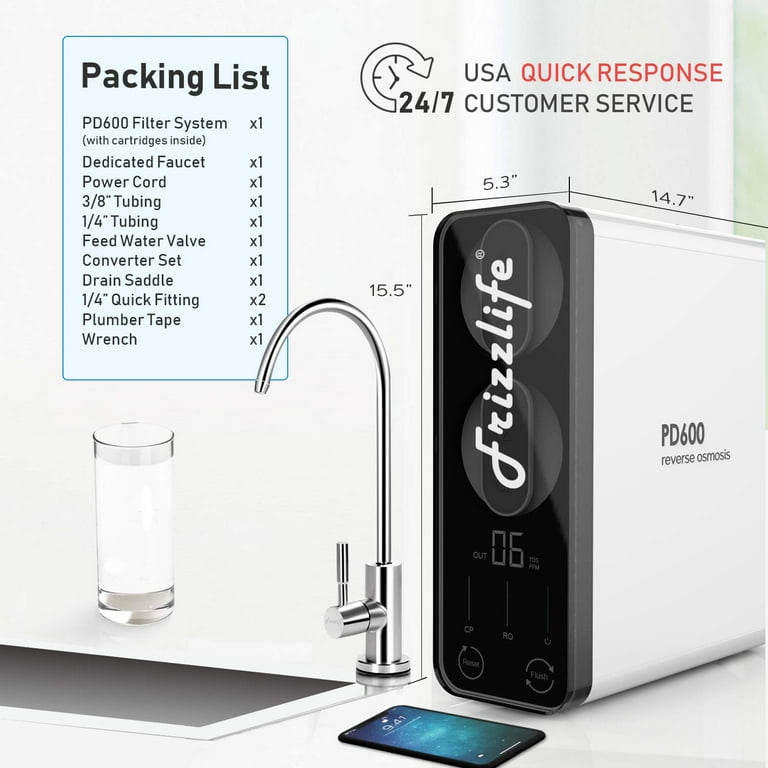 Frizzlife PD600 Tankless Reverse Osmosis Drinking Water Filtration