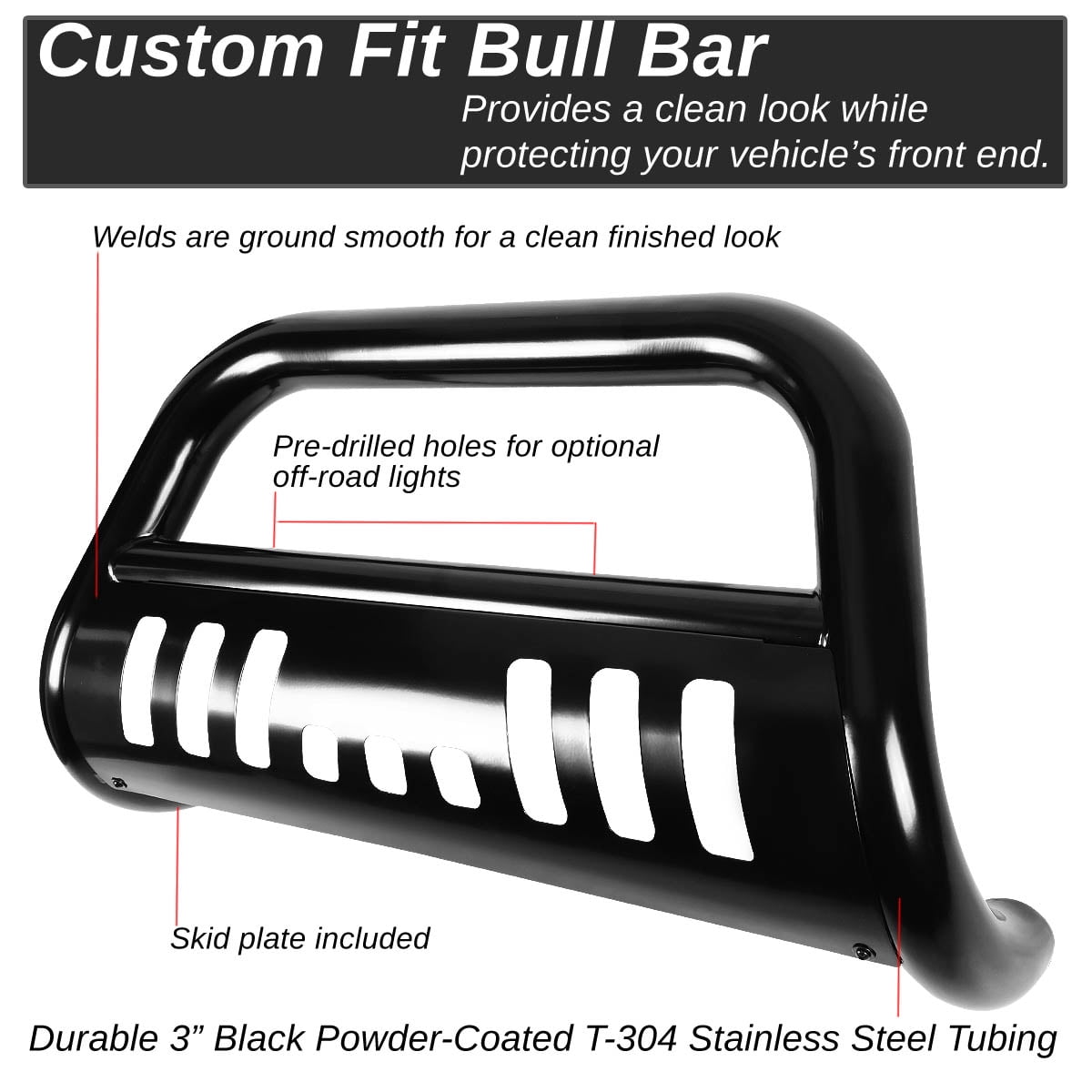for 07-16 Tundra Sequoia DNA MOTORING BURB-029-SS Silver BURB029SS 3 Front Bumper Push Bull Bar for 07-16 Tundra Sequoia DNA MOTORING BURB-029-SS Silver BURB029SS 3 Front Bumper Push Bull Bar
