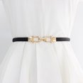 thumbnail image 4 of CBGELRT Skinny Elastic Belts for Women Adjustable Stretch Thin Waist Belt with Golded Buckle Ladies Fashion Chain Belts, Black, 4 of 5