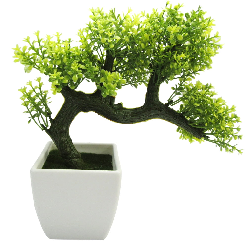 Mini Japanese Style Artificial Bonsai Tree with Plastic Pot (Yellow
