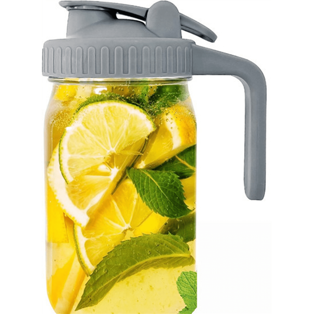 Glass Pitchers with Lid and Handle,32oz,Wide Mouth Leak-Proof Glass Water Pitcher, Creamer Container for Cold Brew 2Pcs