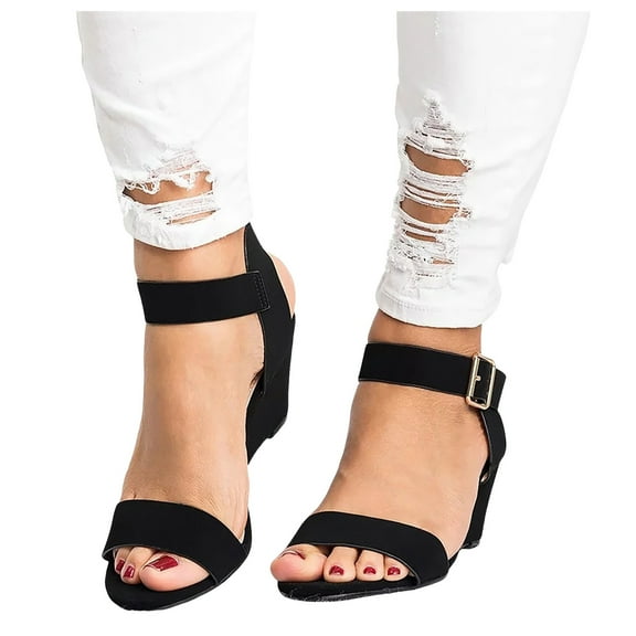 Womens Wedge Dress Sandals Stylish Simples Open Toe Ankle Strap High Heels Formal Summer Shoes for Ladies