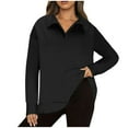 thumbnail image 1 of Timegard Tops for Women Lapel V Neck Drop Shoulder Blouse Fall Casual Solid Color Long Sleeve Tops, 1 of 7