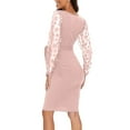 thumbnail image 5 of Wancir Floral Mesh Bishop Long Sleeve Maternity Midi Dress, Fall Maternity Bodycon Dress for Baby Shower/Photoshoot, 5 of 7