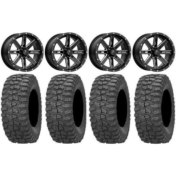 MSA Milled Boxer 14" UTV Wheels 30" Rock-A-Billy Tires Polaris RZR XP 1000 / PRO XP / Ranger XP 900/1000