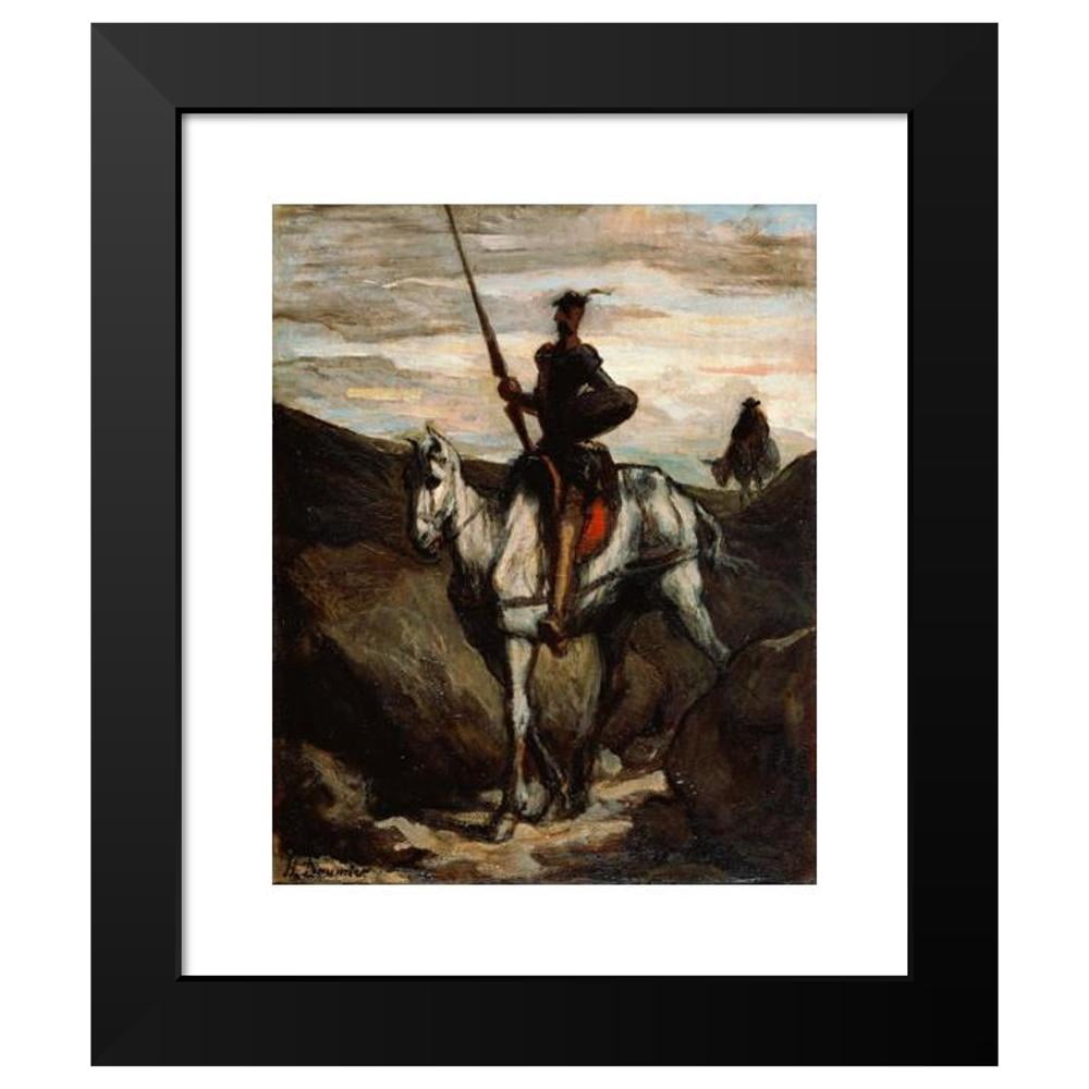 Honoré Daumier 20x24 Black Modern Framed Museum Art Print Titled - Don Quixote in the Mountains