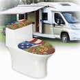thumbnail image 6 of HELLHERO Sunflowers and The American Flag Stretch Adjustable Universal Polyester Fabric Toilet Seat Covers Set Household Dustproof Stretchy Fabric 17"x21" 2 Pcs Set, 6 of 8