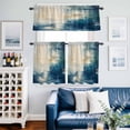 thumbnail image 2 of Abstract Oil Painting Theme Kitchen Curtains Valances and Tiers Set of 3 Beige Blue Graffiti Art Tier Curtains and Valance with Rod Pocket for Small Windows, 27.5"x24", 2 of 9