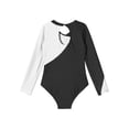 thumbnail image 4 of CHICTRY Girls Color Contrast Ballet Gymnastics Leotard Long Sleeve Modern Dance Ice Skating Bodysuit White 6, 4 of 5