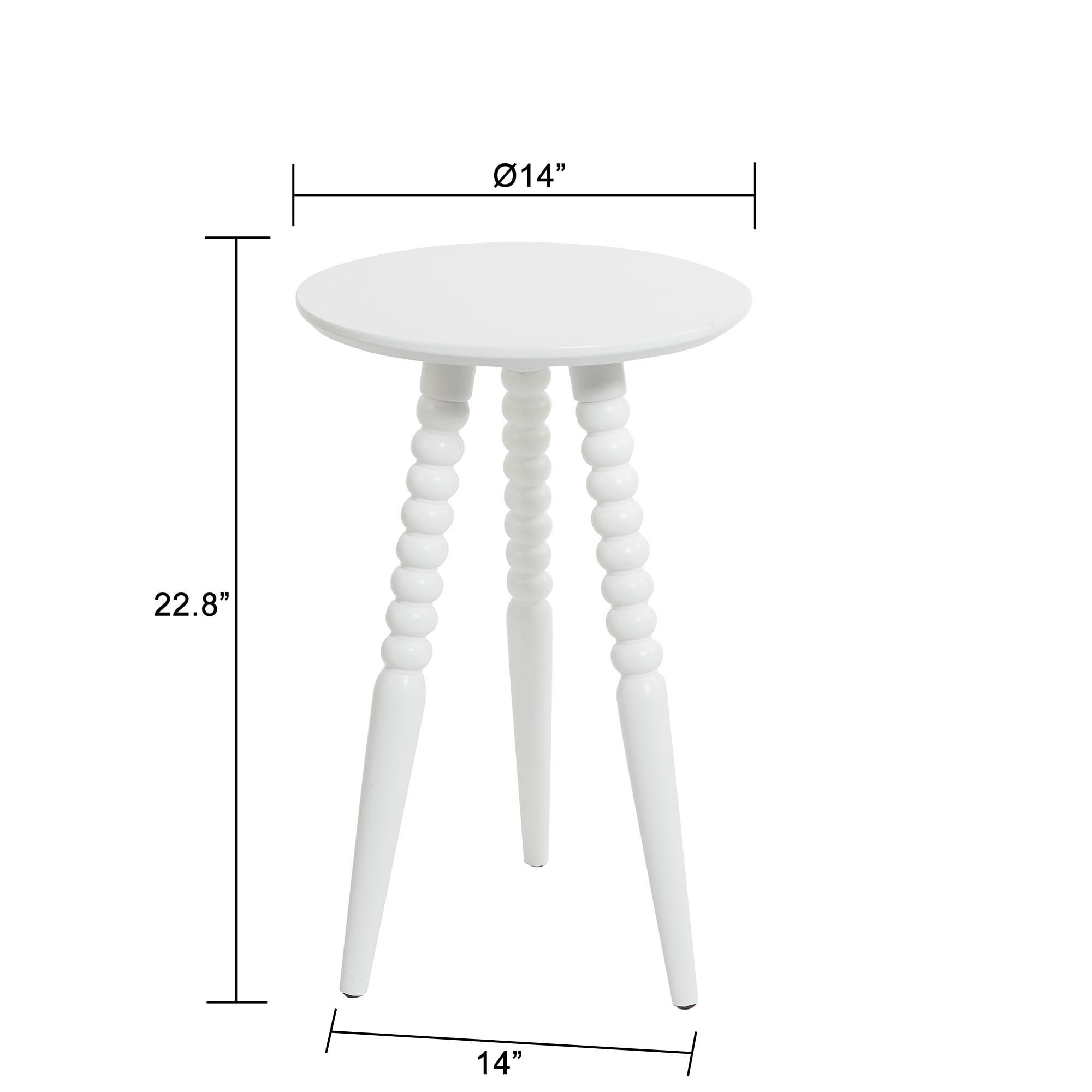 Silverwood Pure White Side Table Compact Accent 14" x 14" x 23" 1-pack