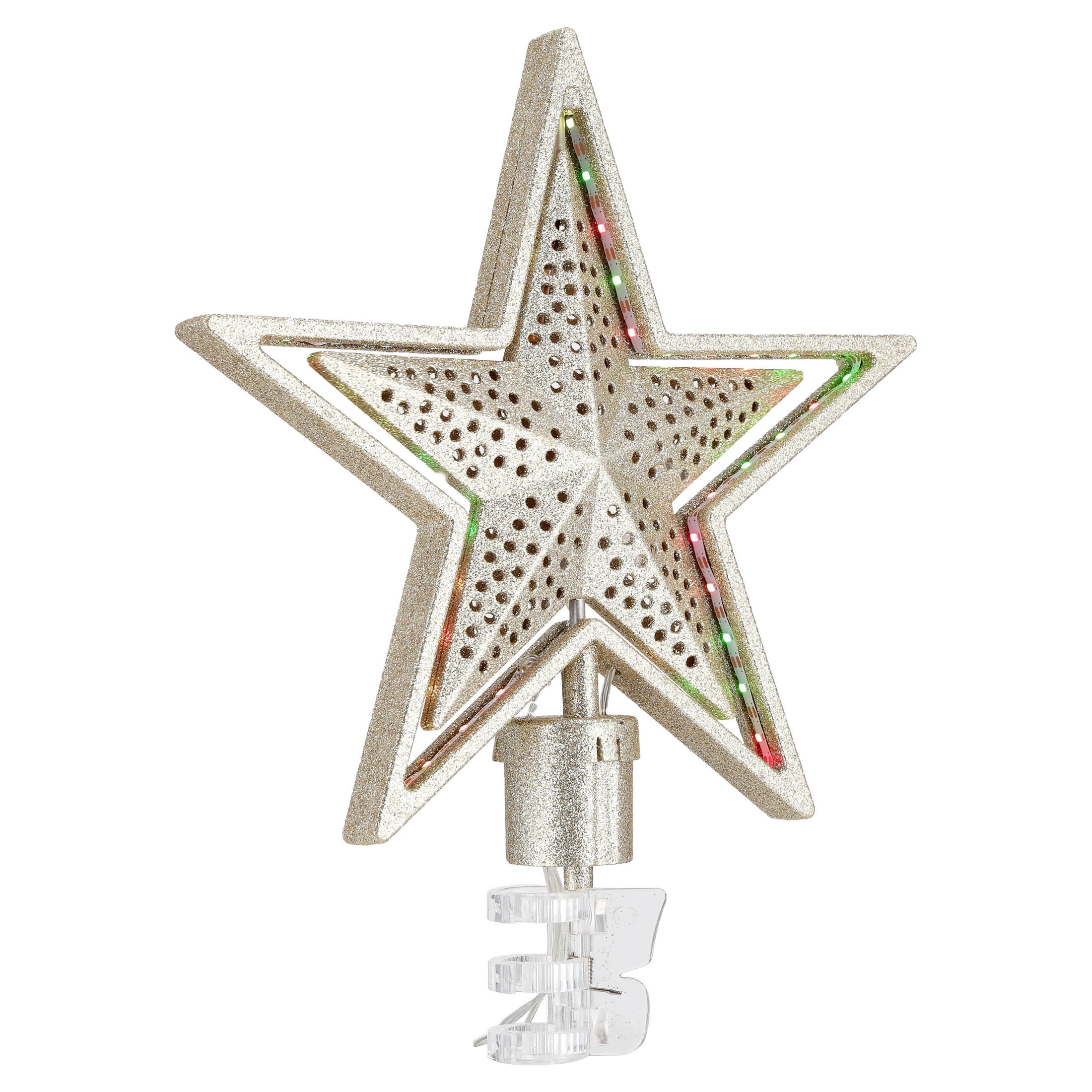 Rotating LED Star Christmas Tree Topper, Champagne Gold, 10", by Holiday Time