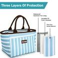 thumbnail image 4 of Tirrinia Adult Kid Lunch Bags, Women Men Large Oxford Lunchbox for Office, Beach, Picnic, School, Cute Soft Lunch Bag Tote, 10 Soda Cans Capacity，Blue Strip, 4 of 8