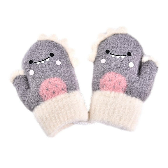 Odeerbi Gloves For Boys Girls Winter Gloves Toddler Baby Knitted Children Dinosaur Children Cartoon Thickened Warm