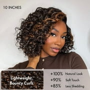LUVME 12 Effortless Elegance Copper Highlight Bouncy Curl Wig Minimalist HD Lace Glueless Wig Pre-Cut Lace for Women 1pc