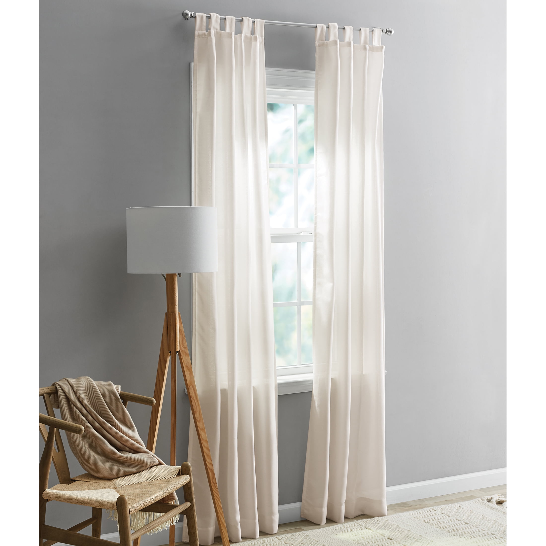 (6 pack) Mainstays Light Filtering Tab Top Curtain Panel Set, Set of 2, Beige, 37" W x 84" L