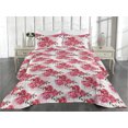 thumbnail image 2 of Ambesonne Floral Quilted Bedspread Set 3 Pcs, Art Romantic Peony Petals, Twin, Brown Pink and Magenta, 2 of 4