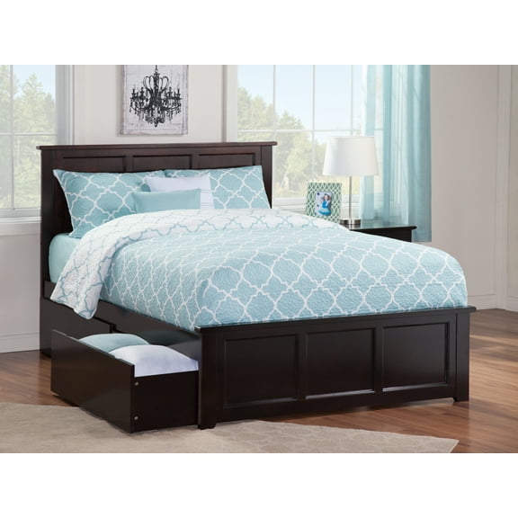 Madison Platform Bed with Matching Foot Board with 2 Urban Bed Drawers in Multiple Colors and Sizes