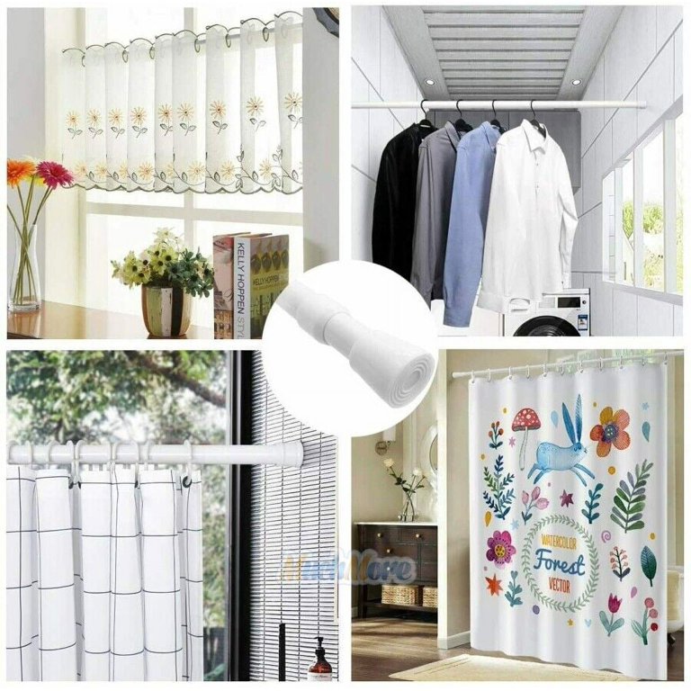Tension Curtain Rod - Spring Loaded Adjustable 23-45 Inches, Heavy Duty Steel