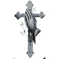 thumbnail image 2 of Men's athletic Cotton T-Shirt - Religious Cross & Praying Hands Graphic, Crew Neck, Slight Stretch Fabric, Comfortable Knit Sports Tee, 2 of 7