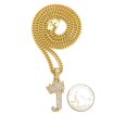 thumbnail image 4 of CBC Crown Rhinestone Studded Crown Small Initial Alphabet Letter Pendant Necklace 24" Cuban Chain Necklaces in Gold Tone (Gold - J), 4 of 4