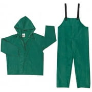 MCR Safety Two-Piece Rain Suit, Jacket w/Hood, Bib Pants, 0.42 mm PVC/Poly, Green, 7X-Large - 1 EA (611-3882X7)