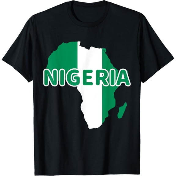 men and women can wear，Nigeria Nigerian Pride Flag Map Africa Print T-Shirt