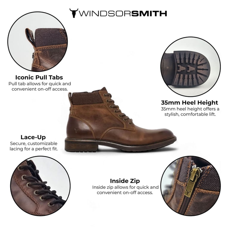 Windsorsmith Mens Brown Leather Casual Chelsea Chukka Ankle  display picture 1