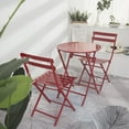 thumbnail image 2 of 3 Pieces Folding Patio Bistro Set, Round Wood Table and Chairs, Foldable Outdoor Furniture Set for Patio, Backyard, Garden, Poolside, Red, 2 of 9