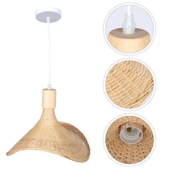 UPKOCH 1Set Bamboo Pendant Lamp Straw Ceiling Light Light Brown for Staircase