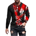 thumbnail image 2 of Blusas y camisas de manga larga con cuello redondo para hombre, blusa informal de manga larga con cuello redondo y estampado., 2 of 6