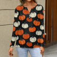 thumbnail image 4 of Trgacdwlo Womens Halloween Long Sleeve Shirts Funny Pumpkin Graphic Fall Henley Tops for Women Funny Ghost Graphic Pullover Tops, 4 of 5