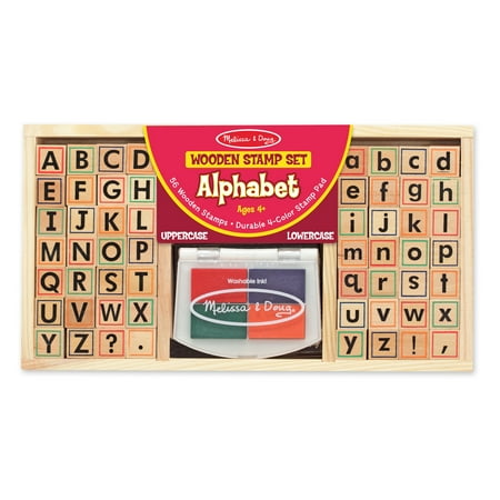 UPC 000772035576 product image for Melissa & Doug Wooden Alphabet Stamp Set - 56 Stamps With Lower-Case and Capital | upcitemdb.com